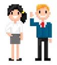 Character of Pixel 8 Bit Game, Man and Woman Vector