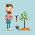 Man plants tree vector illustration.