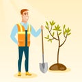 Man plants tree vector illustration.