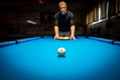 A man plasy Pool Billiard Royalty Free Stock Photo