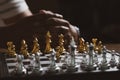 Man play chess game thinking strategy on chessboard Royalty Free Stock Photo