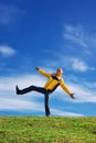 Man play on the meadow Royalty Free Stock Photo