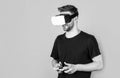 man play video games in virtual glasses, innovations Royalty Free Stock Photo