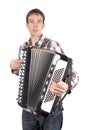 Man playing an accordion isolated over white Royalty Free Stock Photo