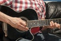 Man playing acoustic guitar Royalty Free Stock Photo