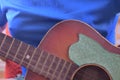 Man playing acoustic guitar. Musical concept. Close-up. Royalty Free Stock Photo