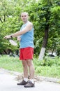 Man playing badminton Royalty Free Stock Photo