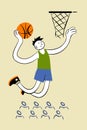 Man playing basketball, minimalist flat style vector illustration