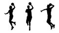 Man playing basketball silhouettes set 1 Royalty Free Stock Photo