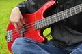 Man playing the bass guitar Royalty Free Stock Photo