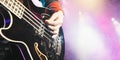 Man Playing Bass Guitar At Concert Royalty Free Stock Photo