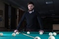 Man playing billiards. spend time playing billiards. Royalty Free Stock Photo