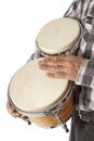 Man playing bongo under the arm Royalty Free Stock Photo