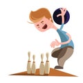 Man playing bowling illustration cartoon character Royalty Free Stock Photo