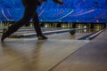 Man playing bowling seen from the back Royalty Free Stock Photo