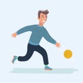 Man playing bowling vector illustration cartoon character Royalty Free Stock Photo