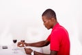 Man playing cards on a gaming table in a casino Royalty Free Stock Photo