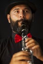 Man playing on the clarinet Royalty Free Stock Photo