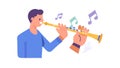 Man Playing Clarinet with Music Notes, Expressive Woodwind Music, vector design Generative AI Royalty Free Stock Photo