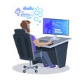 Man Playing Computer Game Vector Illustration Royalty Free Stock Photo