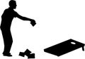 Man playing Cornhole game silhouette