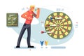 Man playing darts game championship concept.