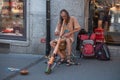 Man playing with didgeridoo Royalty Free Stock Photo