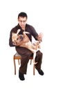 Man playing with dog. Royalty Free Stock Photo