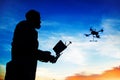 Man playing with the drone Royalty Free Stock Photo