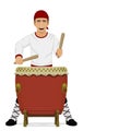 A man is playing drum