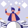 Man playing drums avatar character Royalty Free Stock Photo