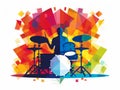 A man playing drums on a colorful background Royalty Free Stock Photo