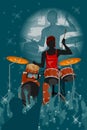 Man playing drums in Music band performance Royalty Free Stock Photo
