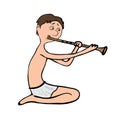 Man playing the flute, vector illustration Royalty Free Stock Photo
