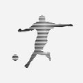 man playing football sharp line flat vector illustration