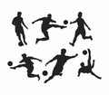 Man playing football, silhouette illustration vector tournament soccer worldcup element team bundle set editable Royalty Free Stock Photo