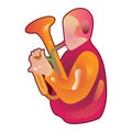 man playing french horn. Vector illustration decorative design Royalty Free Stock Photo