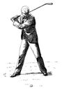 Man playing golf I Antique Sport Illustrations Royalty Free Stock Photo