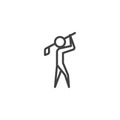 Man playing golf line icon