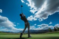 Man playing golf outdoor. Generate Ai Royalty Free Stock Photo