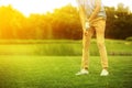 Man playing golf in park. Space for design Royalty Free Stock Photo