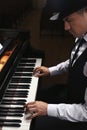 Man playing grand piano. Talented musician Royalty Free Stock Photo