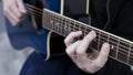 Man playing guitar chord in C major Royalty Free Stock Photo