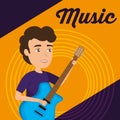 Man playing guitar electric character Royalty Free Stock Photo