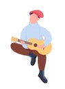 Man playing guitar semi flat color vector character Royalty Free Stock Photo