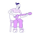 Man playing guitar semi flat color vector character Royalty Free Stock Photo