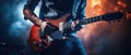 man playing guitar on a stage musical concert close-up view