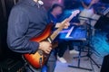 Man playing guitar at wedding party . musician band live perform