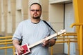 Man playing his cigar box guitar Royalty Free Stock Photo