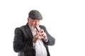 Man playing a Irish penny whistle